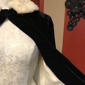 Worth Vintage 90s Wool Silk Faux Fur Collar Long Coat Size P